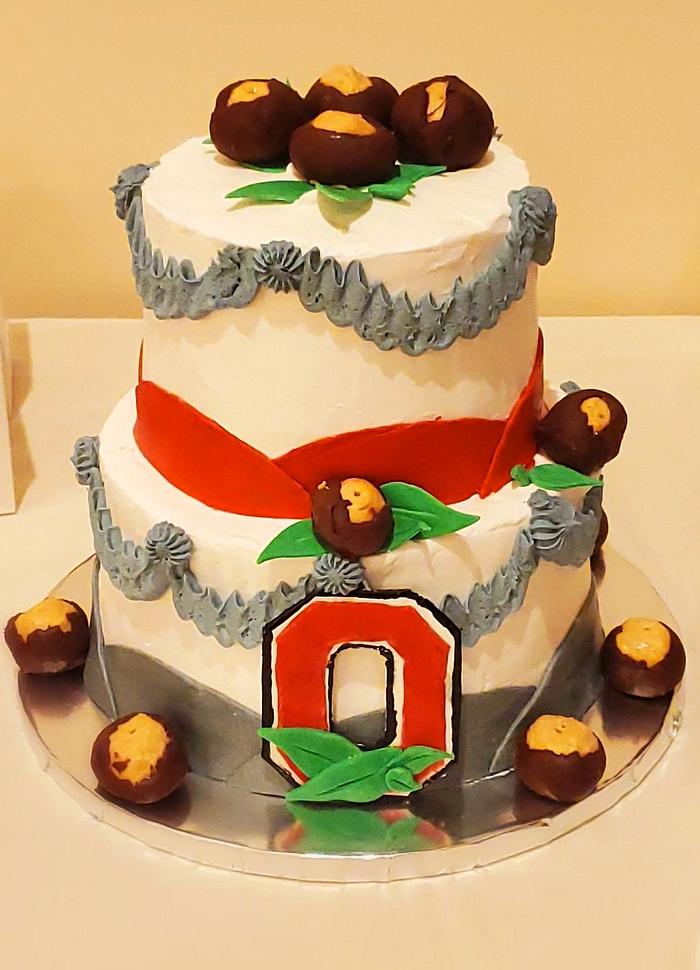 O-H-I-O State Buckeyes Wedding Cake