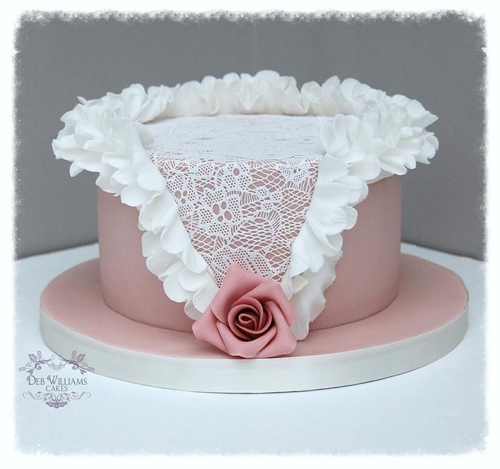 Vintage pink ruffles and lace