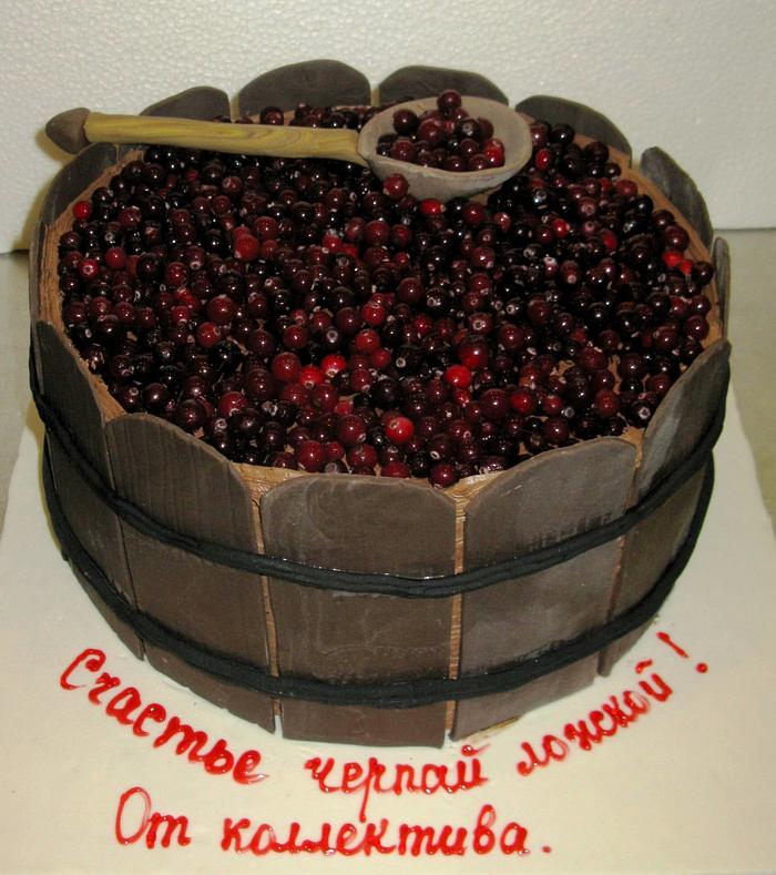 Cranberries in a barrel