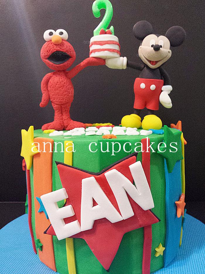 Mickey and Elmo Cake