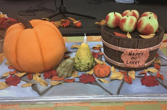 Autumn themed 80th Birthday cake