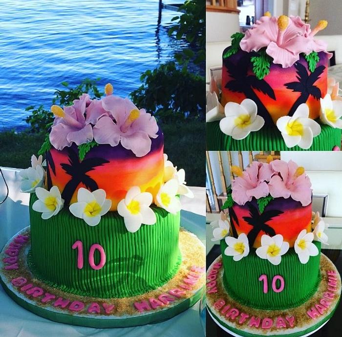 Hawaiian themed cake