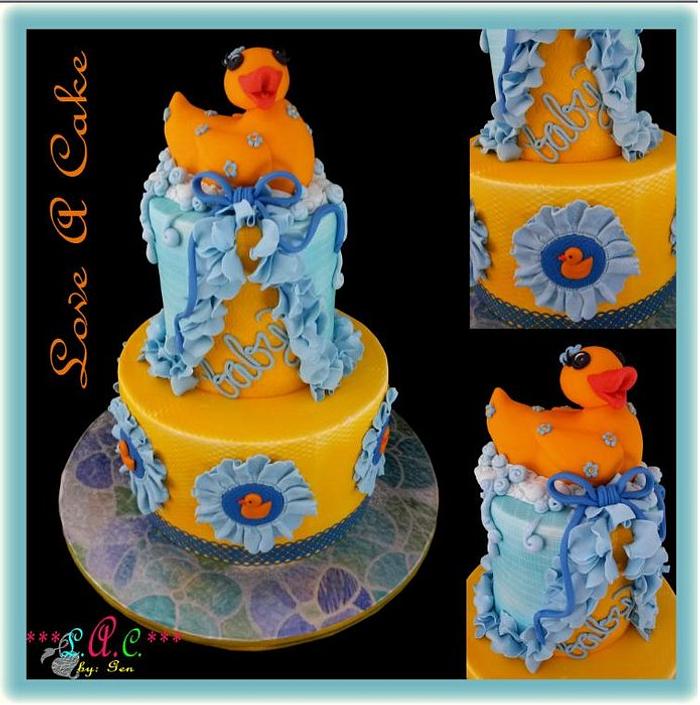 Rubber Ducky-themed Baby Shower Cake