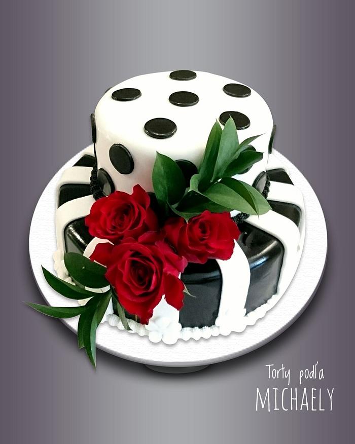 Black red white cake
