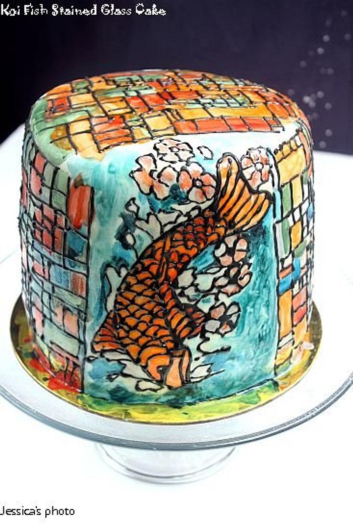 Koi Fish Stained Glass Cake