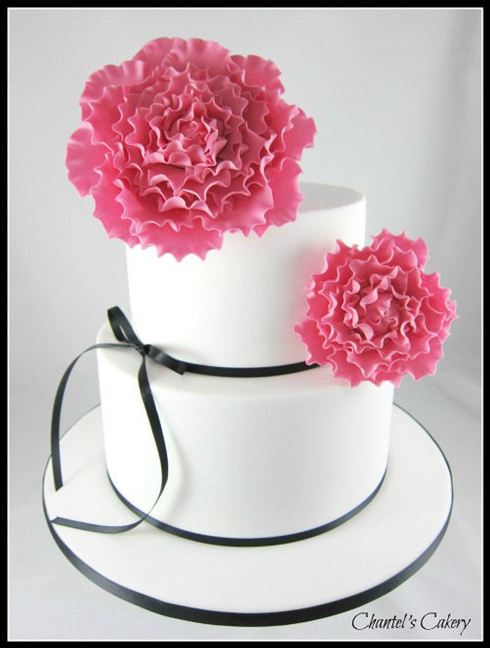 Large flower anniversary cake