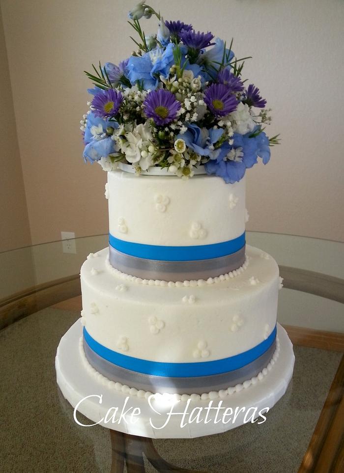 Gray and Blue Wedding Cake