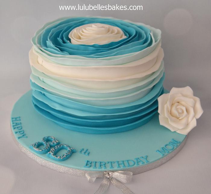 Turquoise ruffle cake