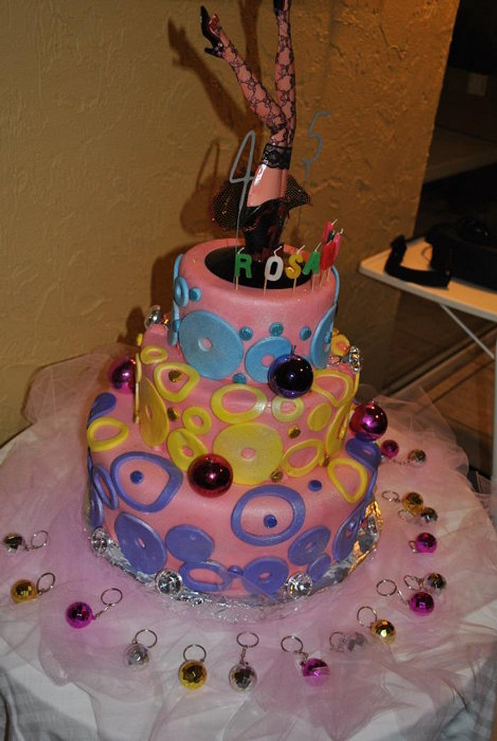 45th Disco Theme Birthday Cake