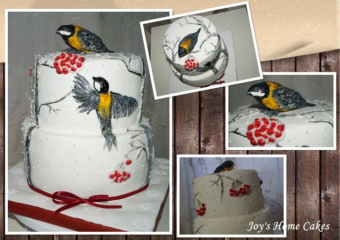 Winter Cake with birds