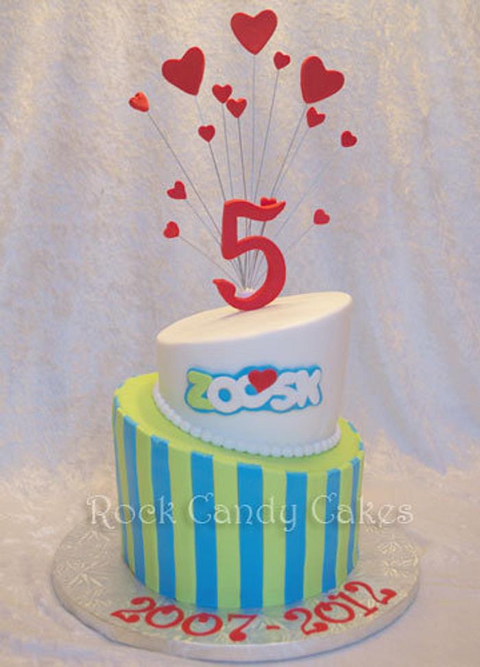 Zoosk 5 Year Anniversary Celebration Cake