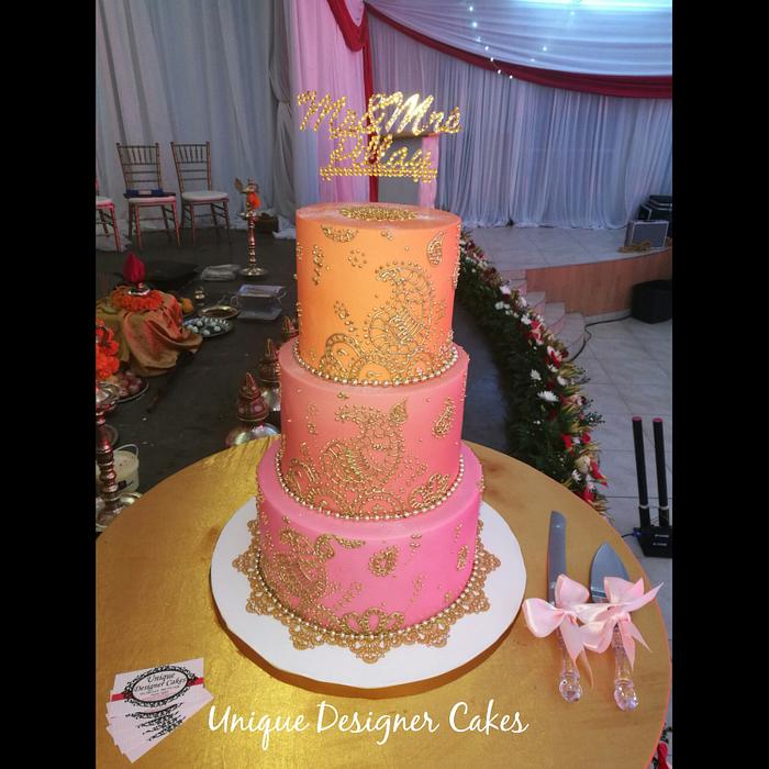 3 Tier Wedding Cake- Mehndi Design