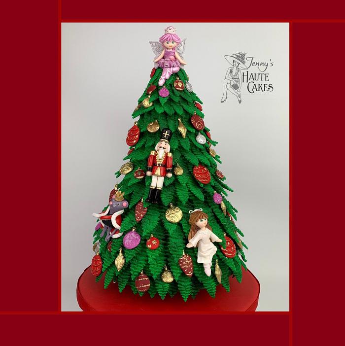 Nutcracker Ballet Themed Christmas Tree Cake