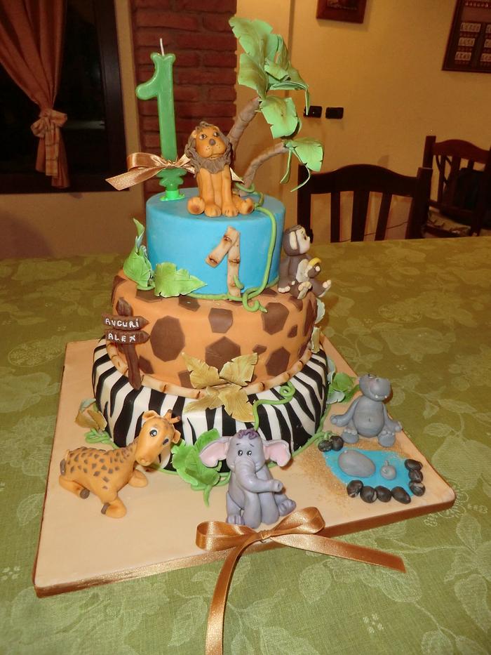 First Birthday - jungle cake