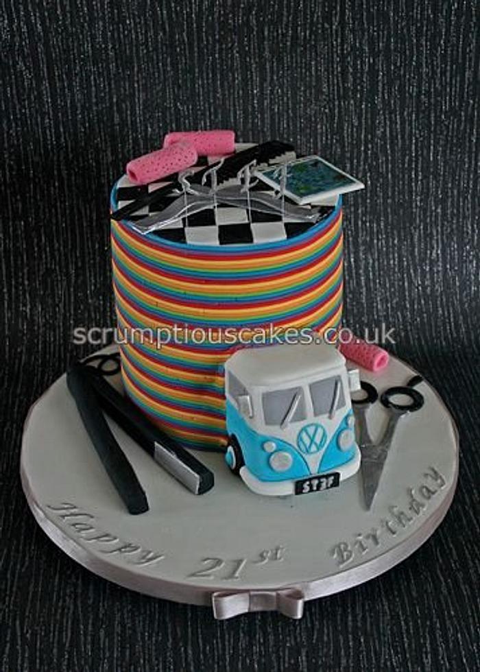 Rainbow Stripes Birthday Cake