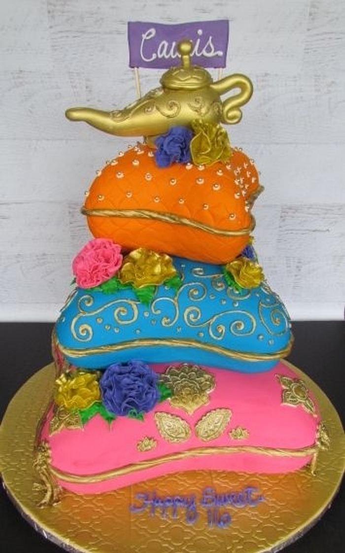 Sweet 16 Arabian nights themed cake