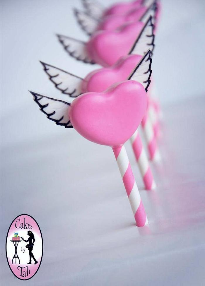 Heart with wings cake pops
