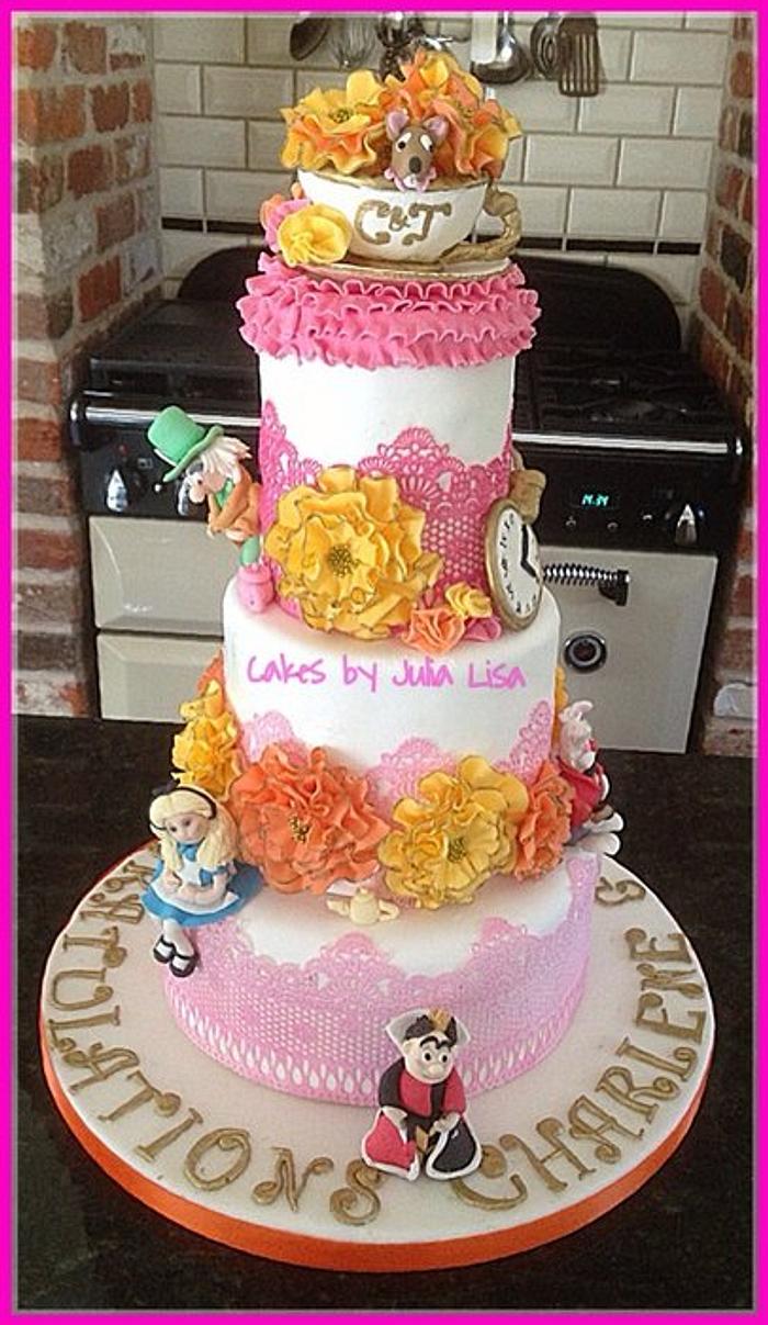 Alice in Wonderland themed Wedding Cake