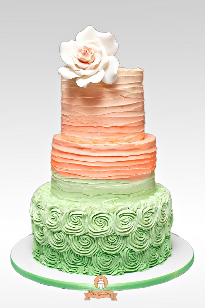 Rustic Ombre Wedding Cake