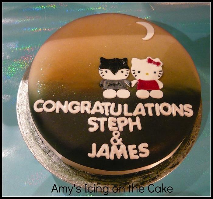 Hello Kitty & Batkitty Engagement Cake