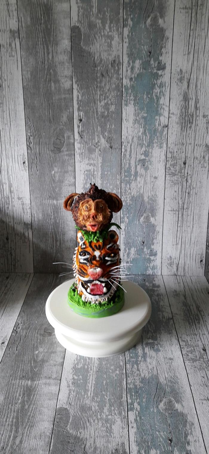 3d tiger/monkey cake