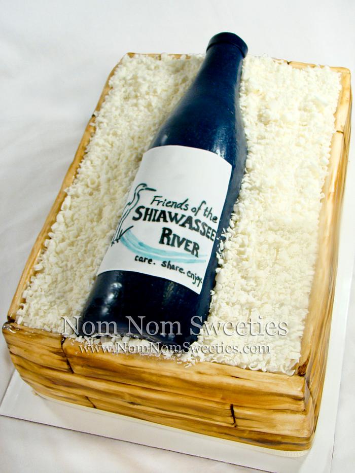 Wine Crate and Bottle Cake