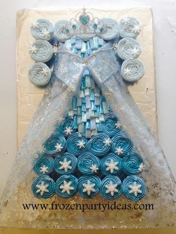 Elsa dress with shimmering bodice cupcake cake