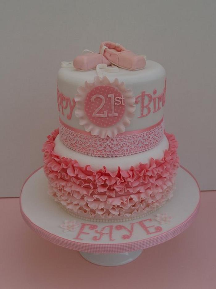 Pink Ruffles, Ballet Shoes birthday cake