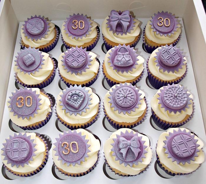 Purple theme cupcakes