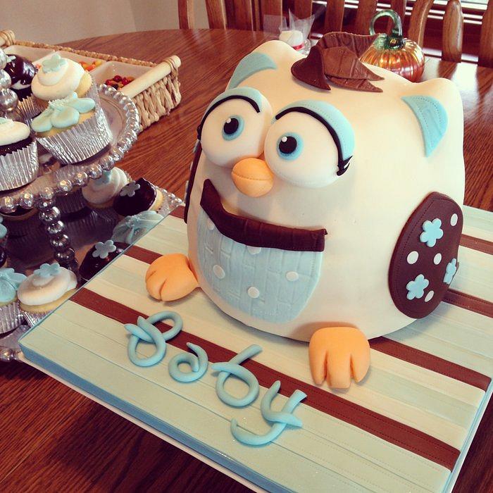 3D Baby Shower Owl Cake