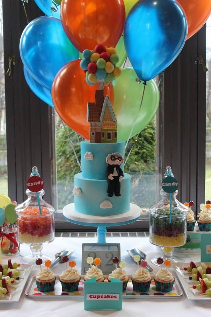 Disney Up cake and dessert table