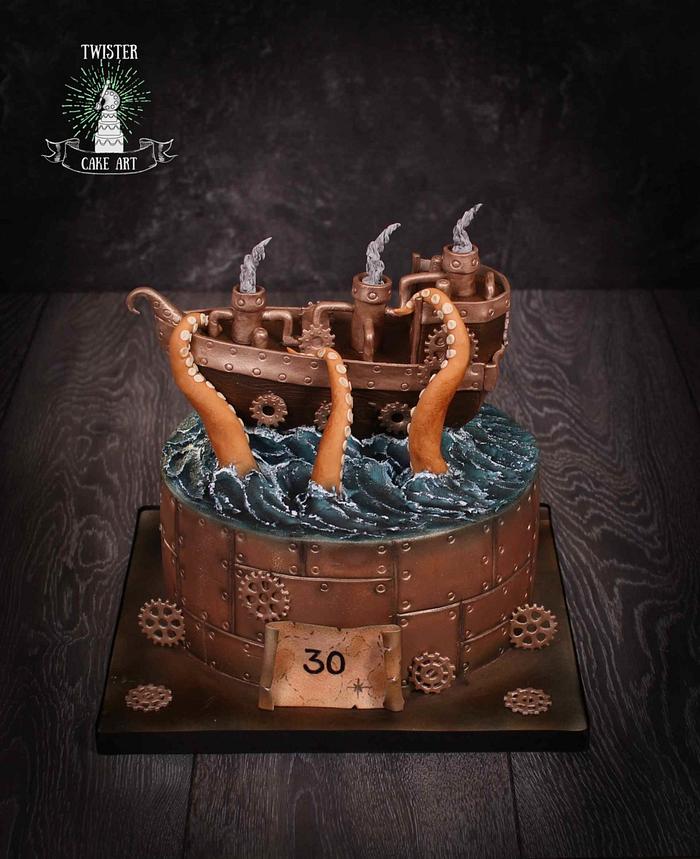 Steampunk ship cake