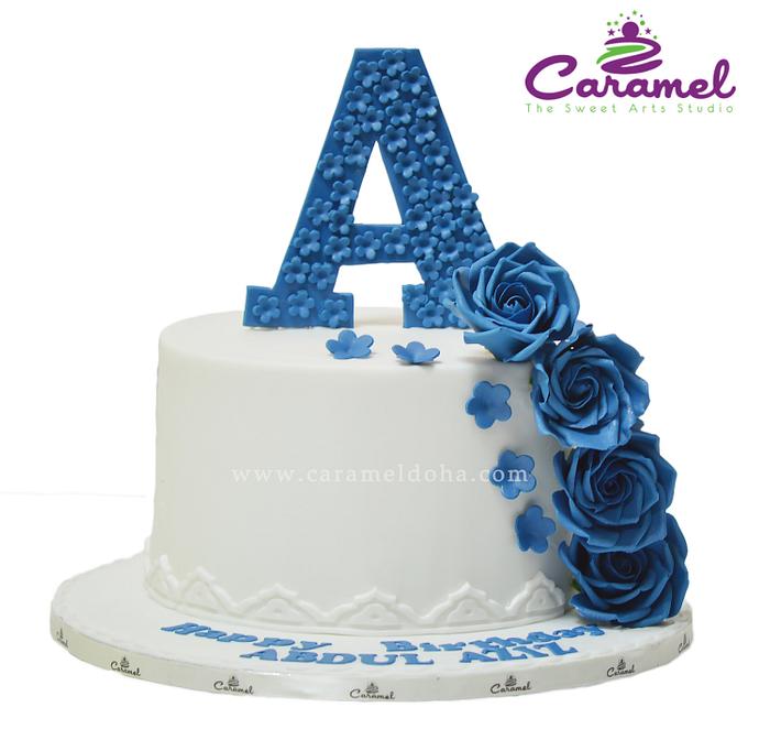 Blue Love Birthday Cake