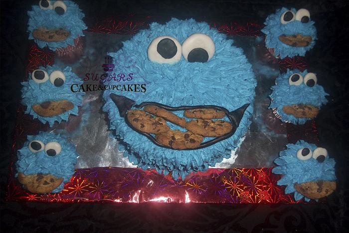 Cookie Monster Cake&Cupcakes
