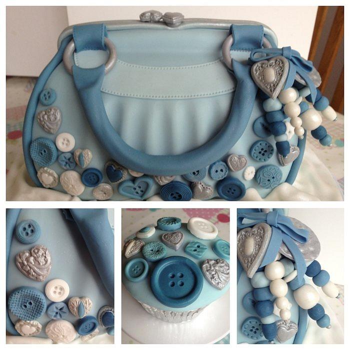 Bag cake with buttons and bag jewellery