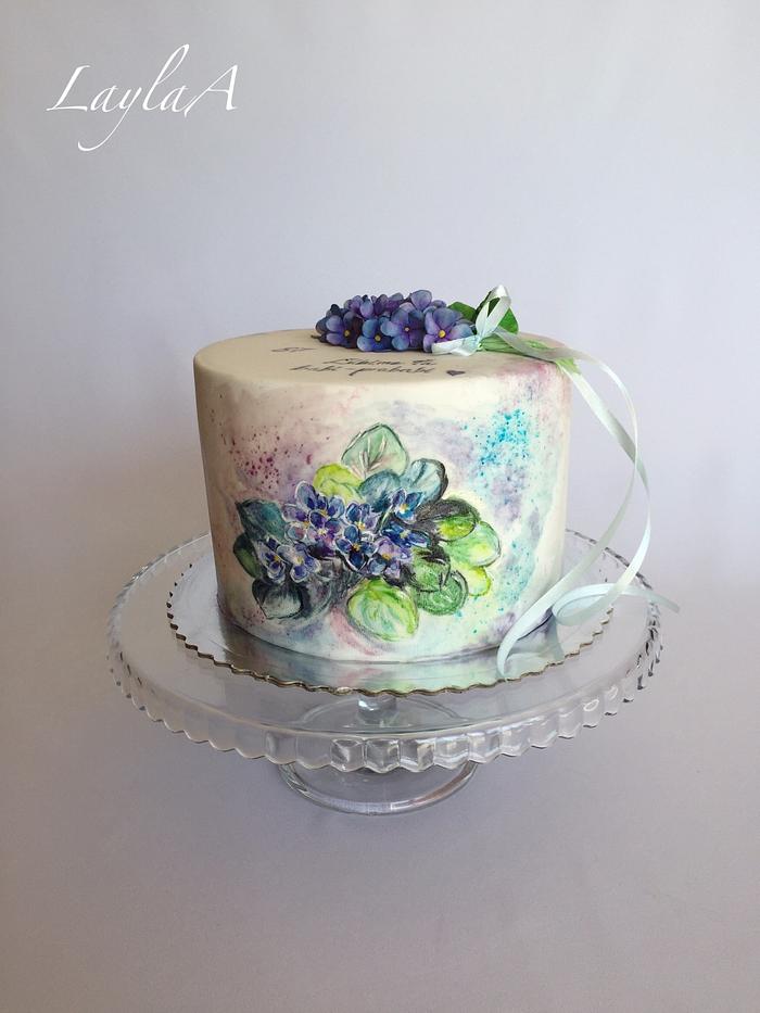Violet flowers cake 