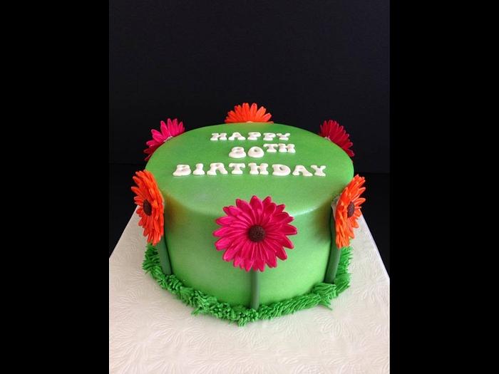 80th birthday gerbera cake