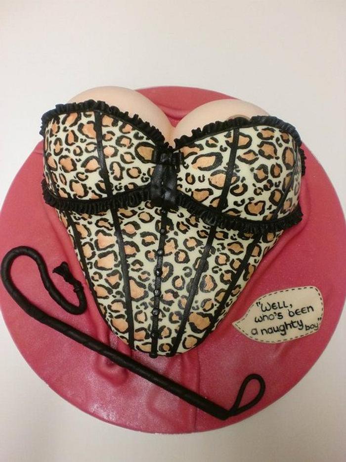 Sexy leopard print basque cake - Decorated Cake by Nicola - CakesDecor