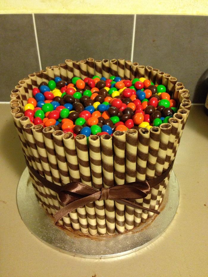 Checkerboard candy barrel cake