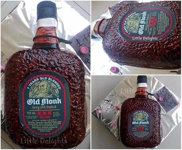 Old Monk Rum Bottle Cake