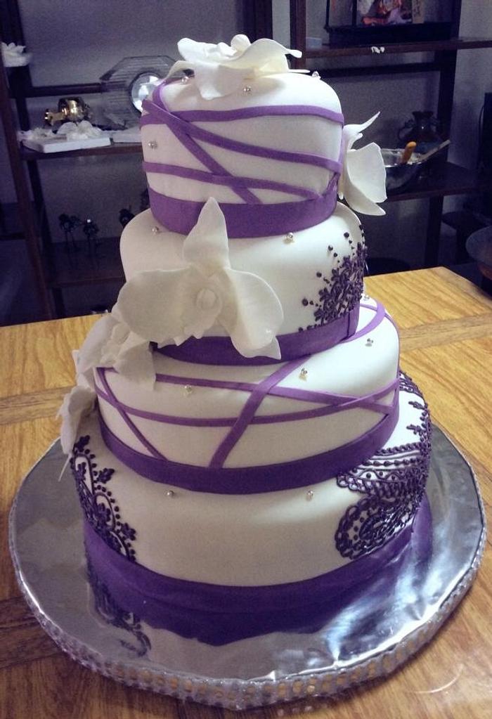 My first Purple wedding fondant cake...