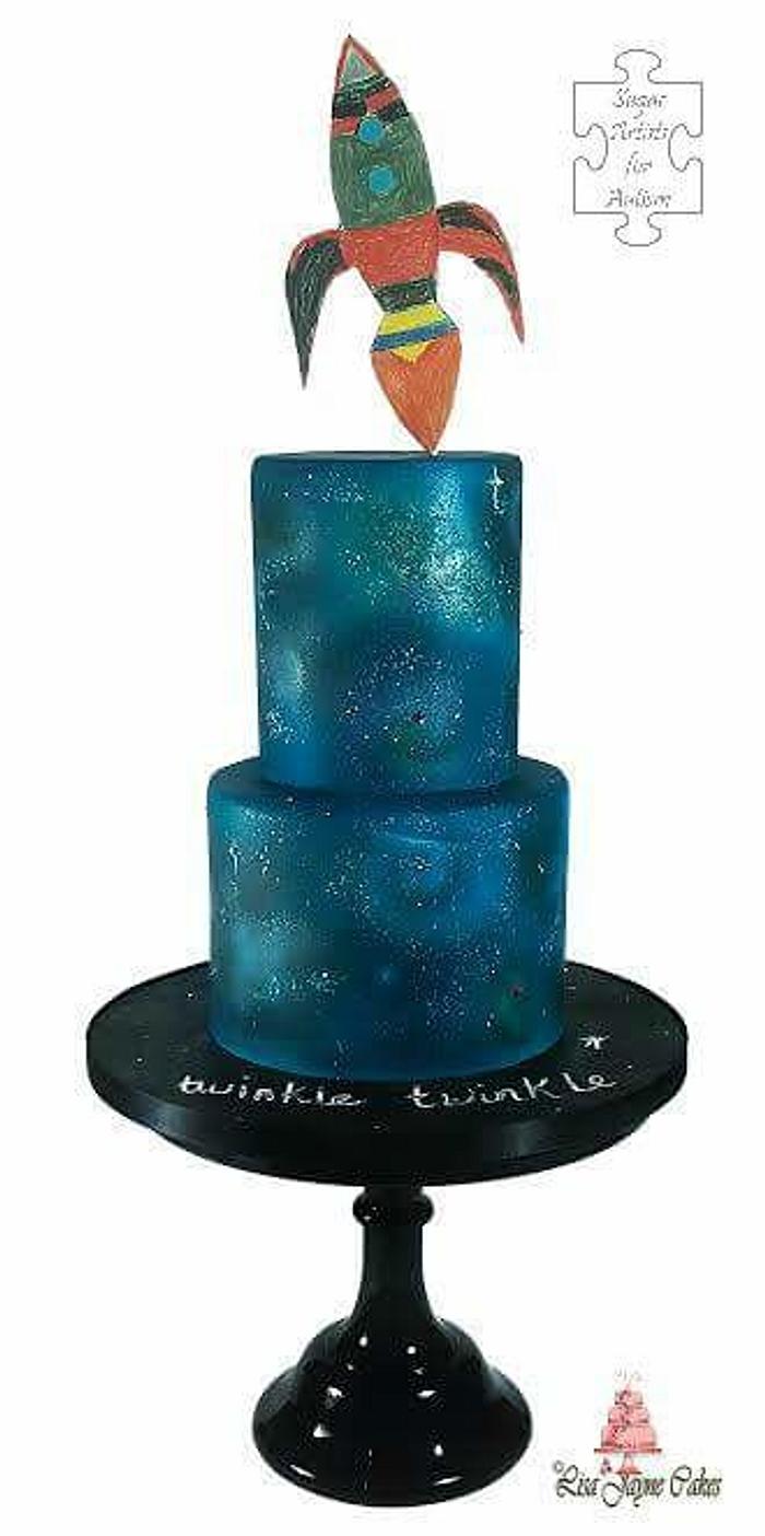 Twinkle twinkle autism galaxy cake 