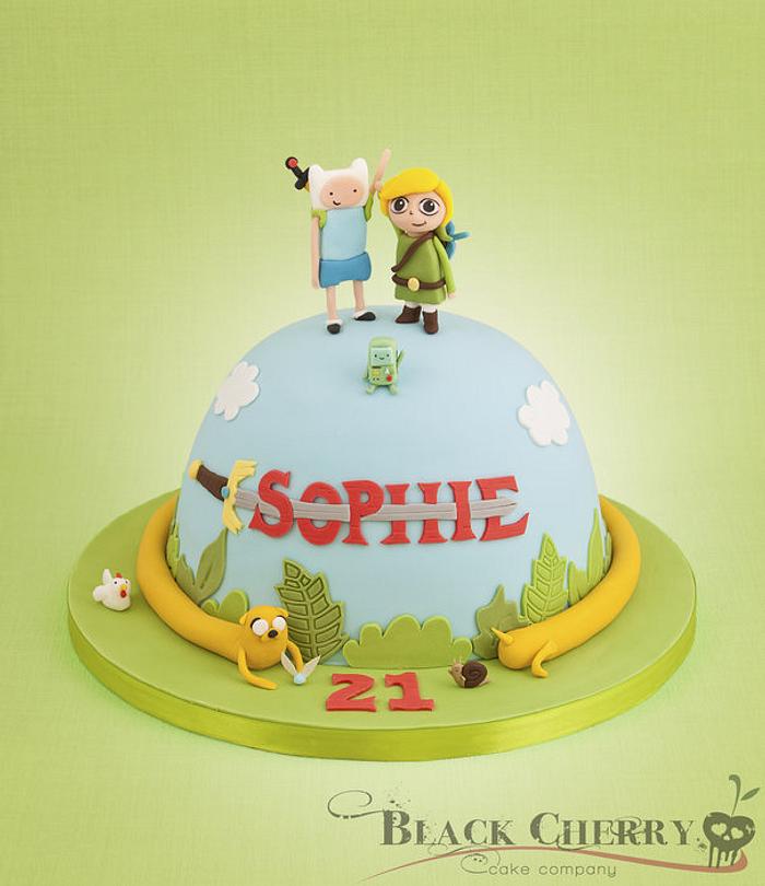 Adventure Time and Zelda mash-up Cake