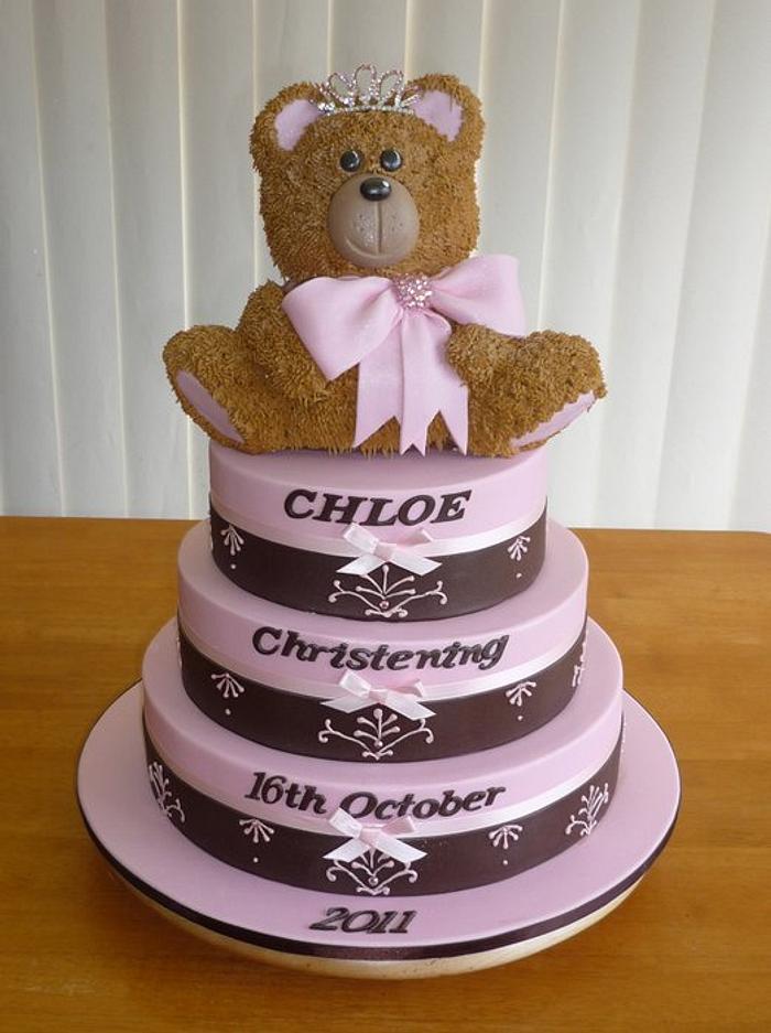 Chirstening cake with 3D Teddy bear