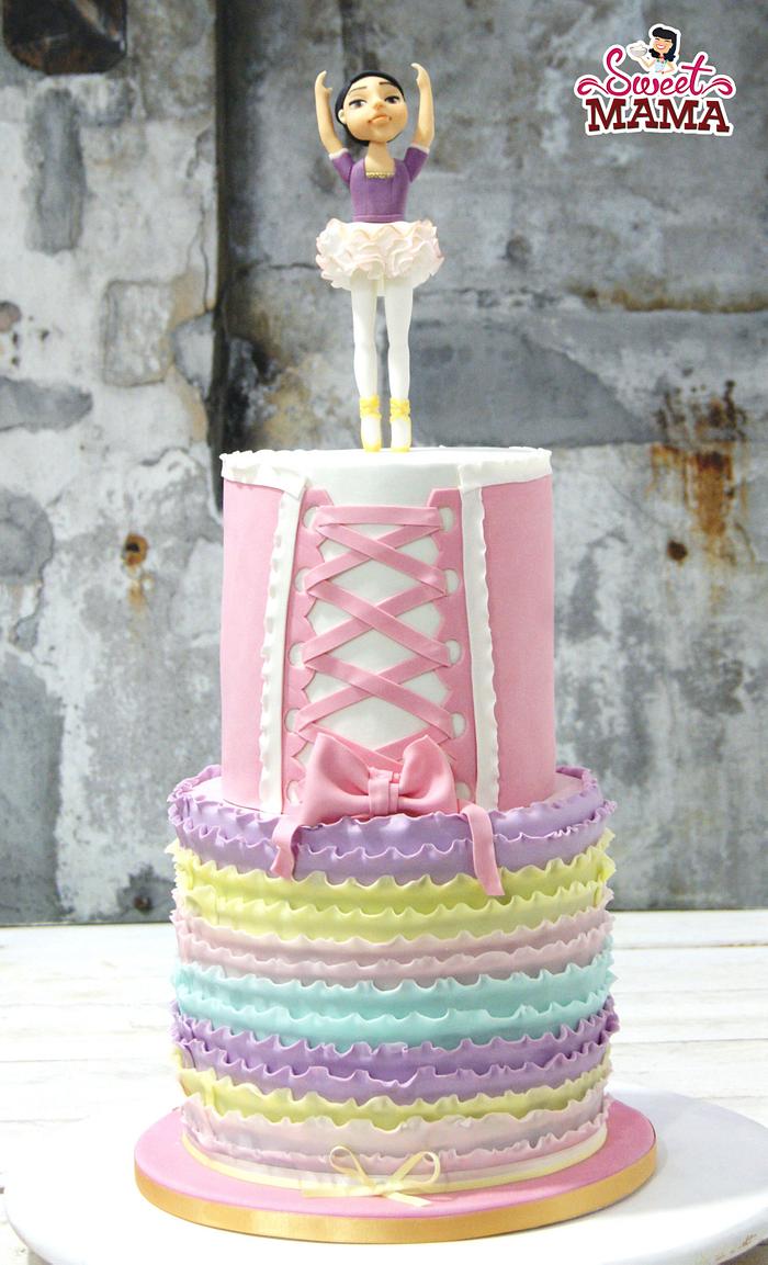 Pastel ballerina ruffles cake