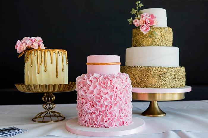Pink and gold cakes