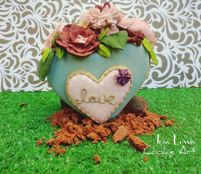 3-D cookie project: Shabby Chic Flowerpots 