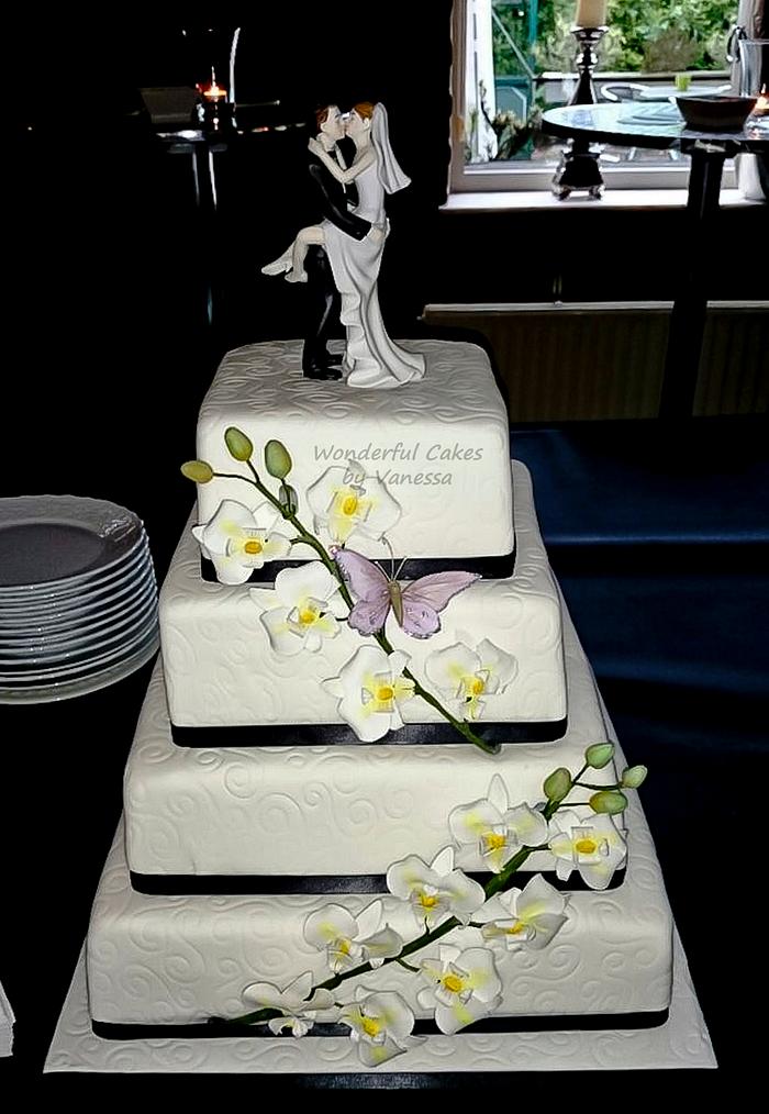 Wedding cake with orchids