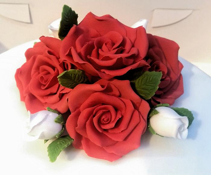 Red Roses Ruby Wedding Cake