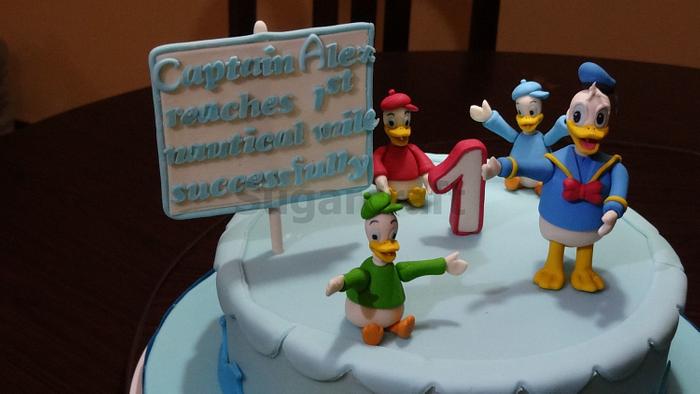 Donald Duck and Nephews themed birthday cake for Alex.